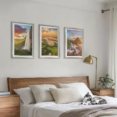 Three-piece waterfall landscape wall art west view
