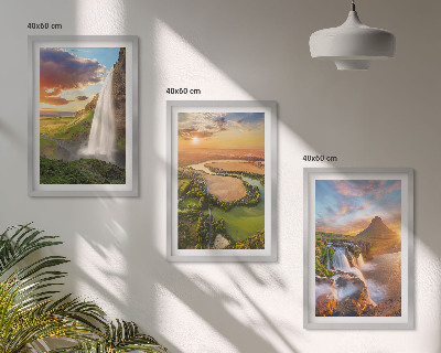 Three-piece wall art piece Waterfalls landscapes west