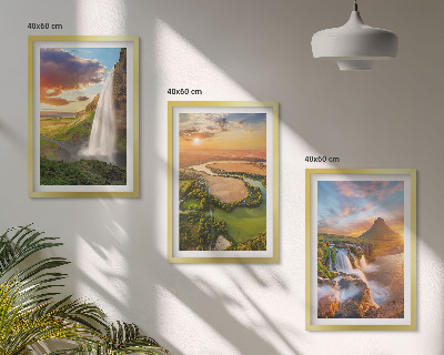 Three-piece wall art piece Waterfalls landscapes west