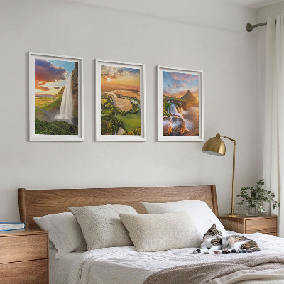 Three-piece wall art piece Waterfalls landscapes west