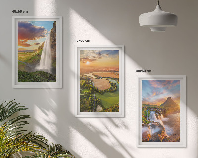 Three-piece wall art piece Waterfalls landscapes west