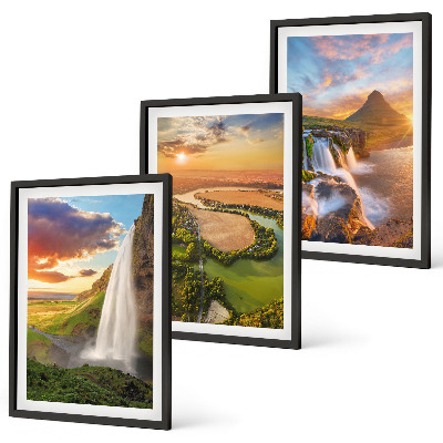 Three-piece wall art piece Waterfalls landscapes west