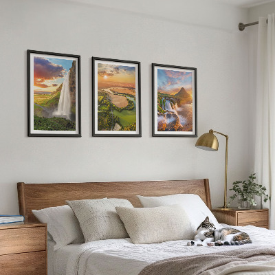 Three-piece wall art piece Waterfalls landscapes west