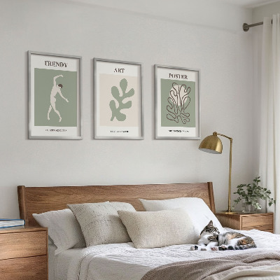 Set of 3 framed wall art pieces Abstract plant figures