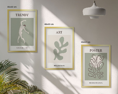 Set of 3 framed wall art pieces Abstract plant figures