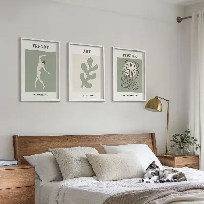 Abstract plant figures framed wall art set of 3 pieces