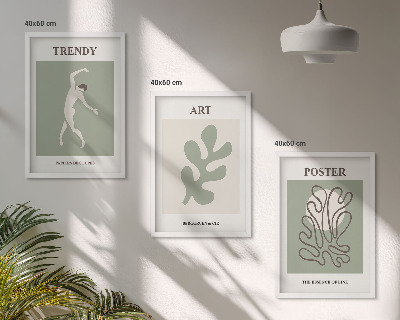 Set of 3 framed wall art pieces Abstract plant figures