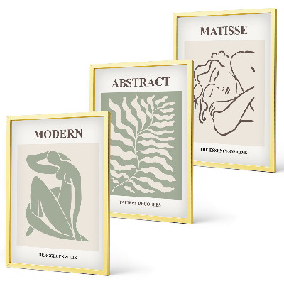 Wall art set Stylish green paintings with characters