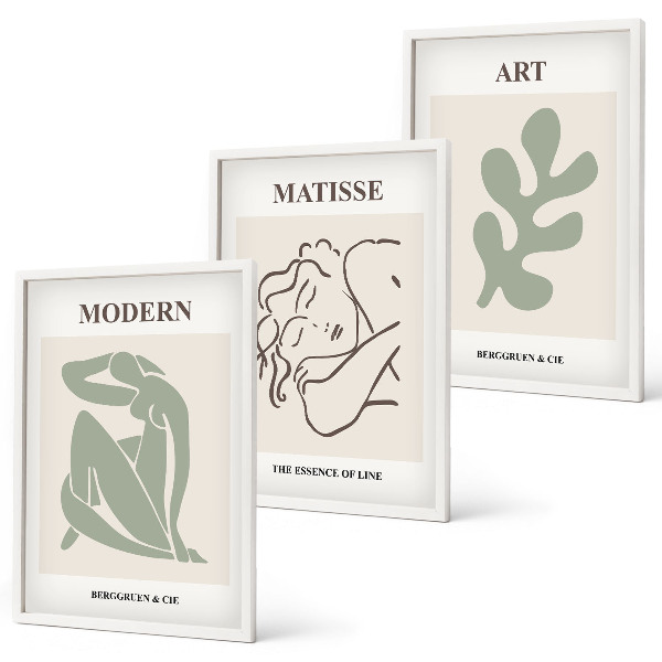 Three-piece wall art piece Stylish plant characters design