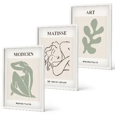 Three-piece wall art set featuring stylish plant characters