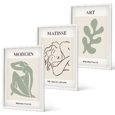 Three-piece wall art piece Stylish plant characters design