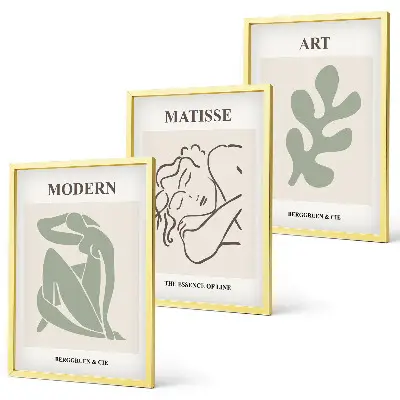 Three-piece wall art set featuring stylish plant characters