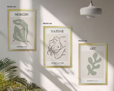 Three-piece wall art piece Stylish plant characters design