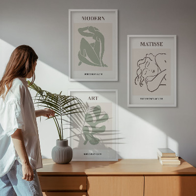 Three-piece wall art piece Stylish plant characters design