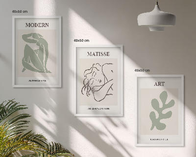 Three-piece wall art piece Stylish plant characters design