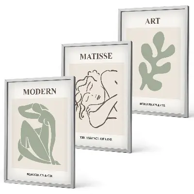 Three-piece wall art set featuring stylish plant characters