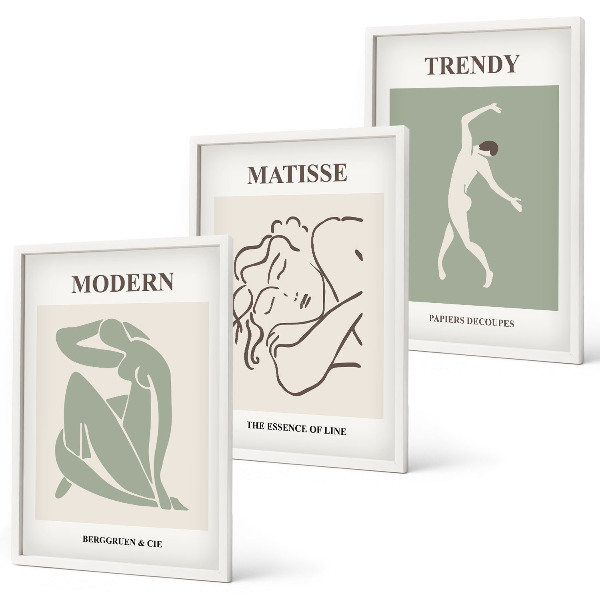 Three-piece wall art piece Stylish minimalist characters