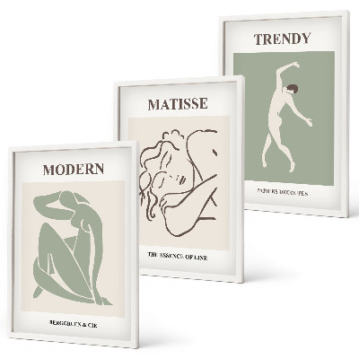 Three-piece wall art piece Stylish minimalist characters
