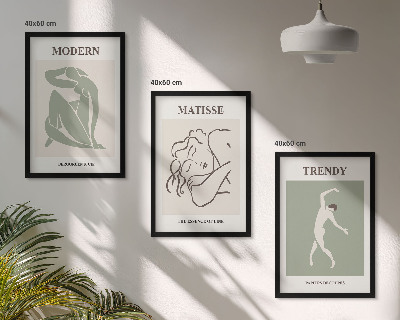 Three-piece wall art piece Stylish minimalist characters