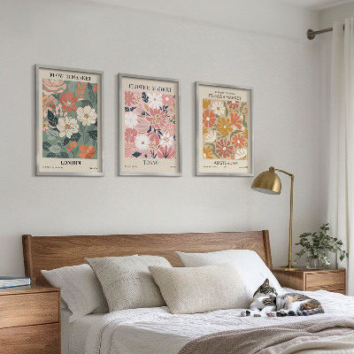 Wall art set Floral patterns London Tokyo Amsterdam