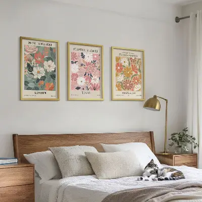 Wall art set floral patterns from London Tokyo and Amsterdam