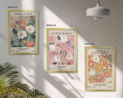 Wall art set Floral patterns London Tokyo Amsterdam