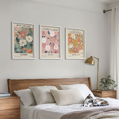Wall art set Floral patterns London Tokyo Amsterdam