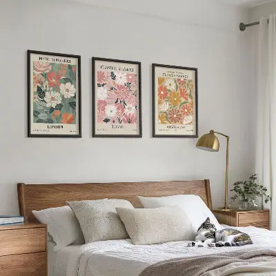 Wall art set floral patterns from London Tokyo and Amsterdam