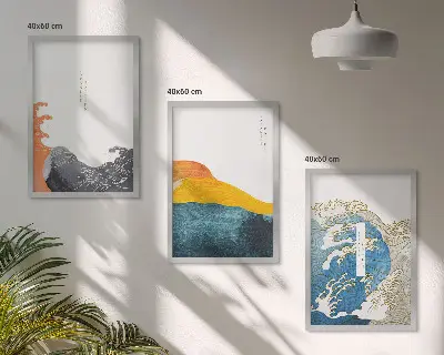 Wall art set Waves of Japanese graphic style