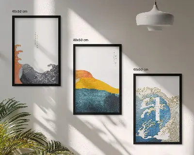 Wall art set Waves of Japanese graphic style