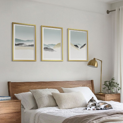 Three-piece wall art piece Minimalist pastel mountains