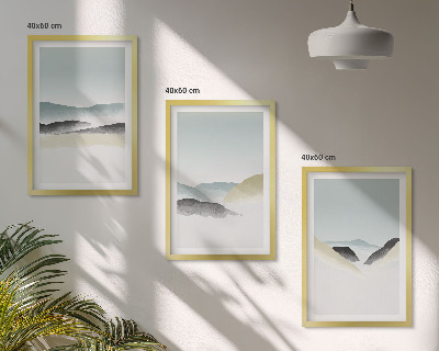 Three-piece wall art piece Minimalist pastel mountains