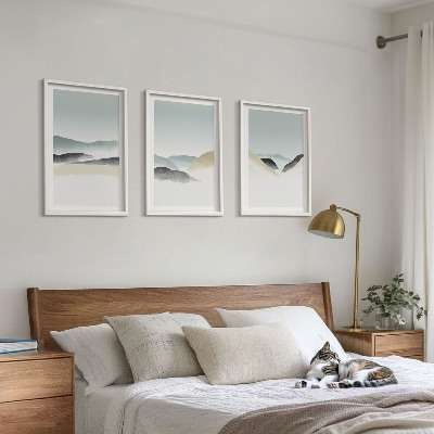 Three-piece wall art piece Minimalist pastel mountains