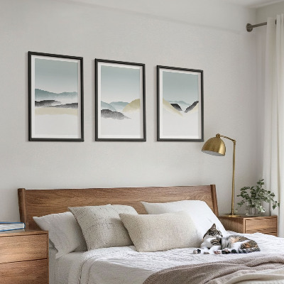 Three-piece wall art piece Minimalist pastel mountains