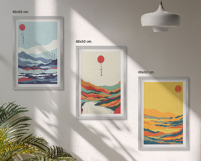 Wall art set Colorful mountains river abstraction