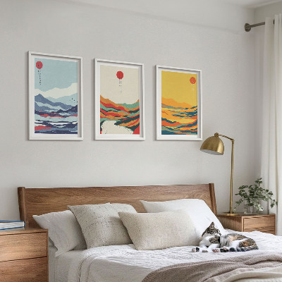 Wall art set Colorful mountains river abstraction