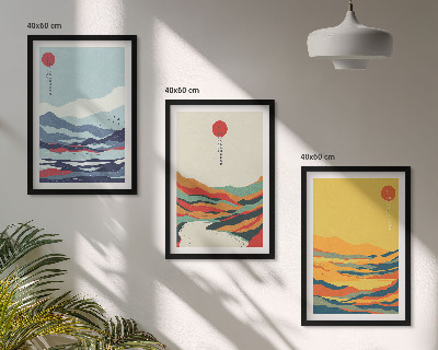 Wall art set Colorful mountains river abstraction