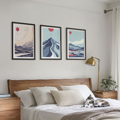 Three-piece wall art piece Abstract Japanese Mountains