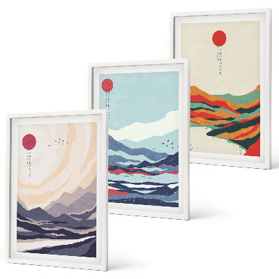 Wall art set Japanese mountain abstractions