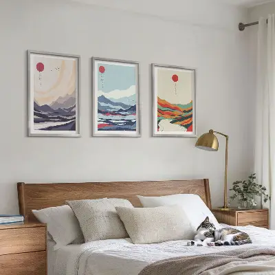 Japanese mountain art set abstract wall decor