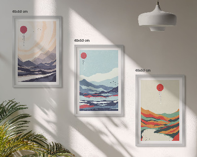 Wall art set Japanese mountain abstractions