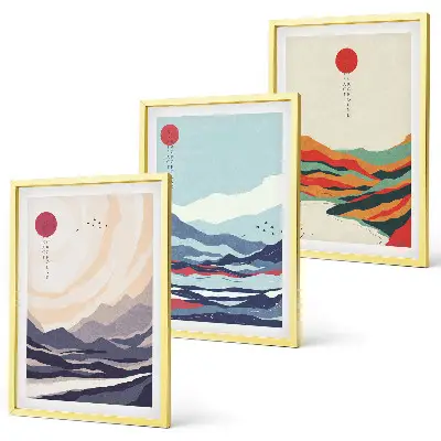 Japanese mountain art set abstract wall decor