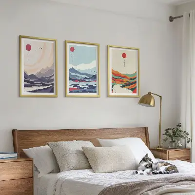 Japanese mountain art set abstract wall decor