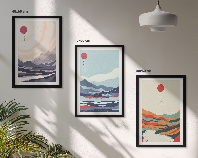 Wall art set Japanese mountain abstractions