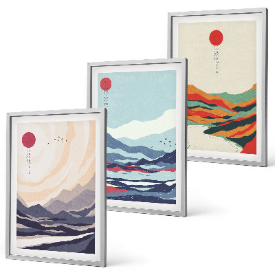 Wall art set Japanese mountain abstractions