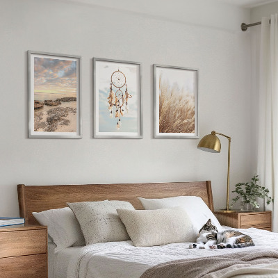 Set of 3 framed wall art pieces Sea of ​​clouds dream catcher grass