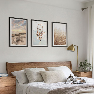 Set of 3 framed wall art pieces Sea of ​​clouds dream catcher grass