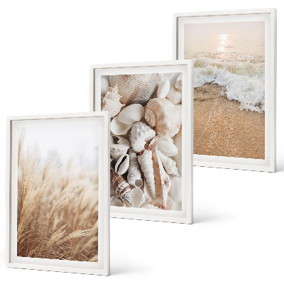 Wall art set Beach motifs, shells, waves