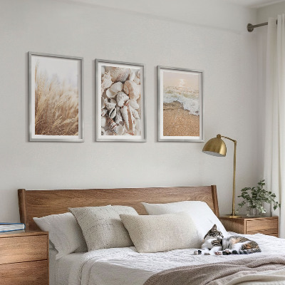 Wall art set Beach motifs, shells, waves