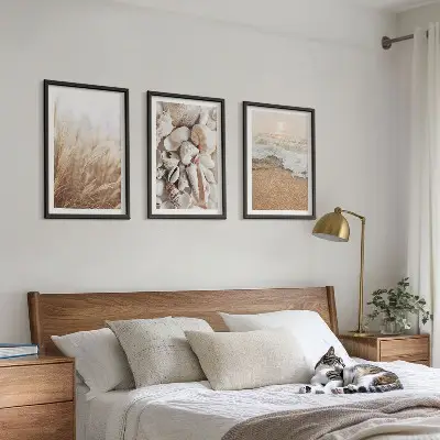 Wall art set coastal beach motifs with shells and waves